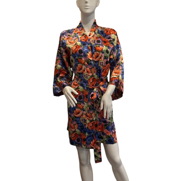Vintage Victoria’s Secret Gold Label Short Floral Kimono Robe S - Picture 1 of 7